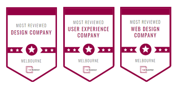 The Manifest's awards for most reviewed design company, user experience company, and web design company in Melbourne
