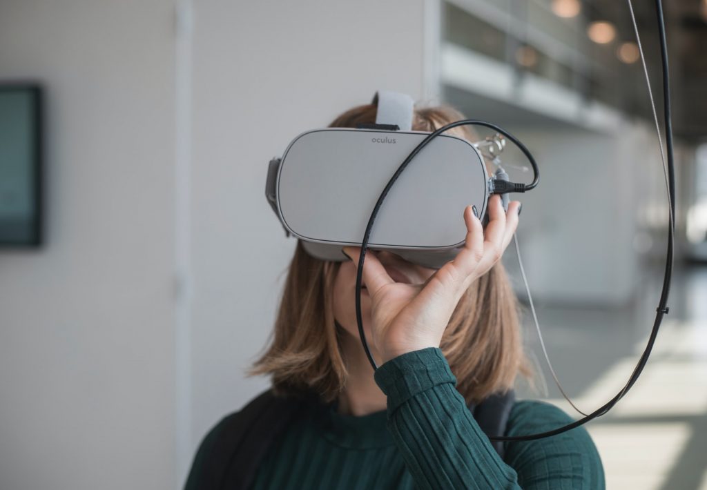 Woman wearing VR tech